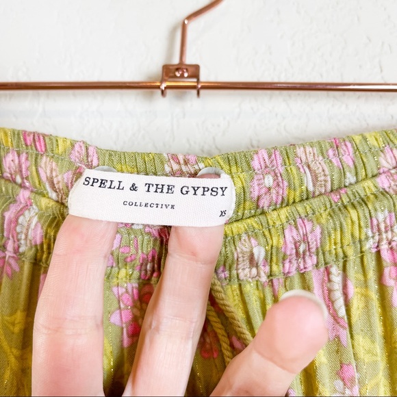 Spell Dahlia Maxi Skirt Bronze Boho Gold Yellow Pink Size Extra Small - Picture 4 of 7